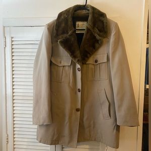 London fog fur trim coat
